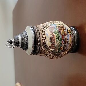 Vintage German Lidded Beer Stein - Heidelberg Landscape Figures